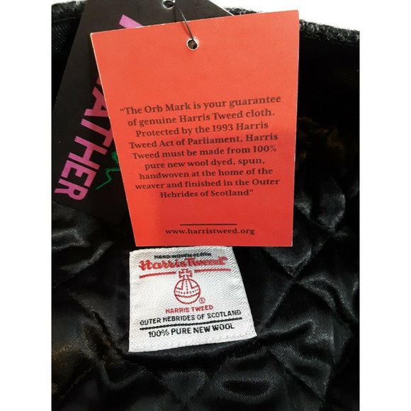 PEAKY BLINDERS Hartside Harris Tweed® Newsboy Cap HS28 in BLACK - PICK SIZE - Picture 9 of 11